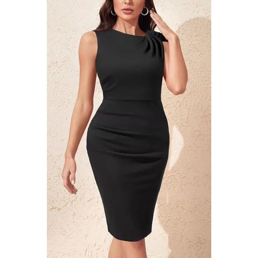 Pinup Couture Dress Women's XL Black Sheath Wiggle Rockabilly Retro NWT - Picture 4 of 16